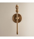 Santiago Brushed Aged Brass Plate Wall Light with Shell Bay Blue Fabric Leaf Shade 16cm B22-5