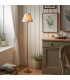 Burley Rechargeable Brushed Aged Brass Plate Floor Lamp with Neutral Print Fabric Ikat Shade 25cm Integrated LED-2