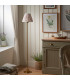Burley Rechargeable Brushed Aged Brass Plate Floor Lamp with Neutral Print Fabric Ikat Shade 25cm Integrated LED-3