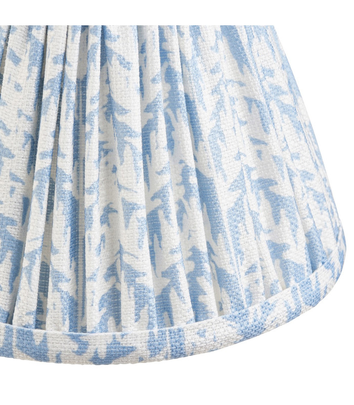 Santiago Brushed Aged Brass Plate Wall Light with Shell Bay Blue Fabric Leaf Shade 16cm B22-8