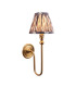 Santiago Brushed Aged Brass Plate Wall Light with Pearl Grey Fabric Ikat Shade 16cm B22-1