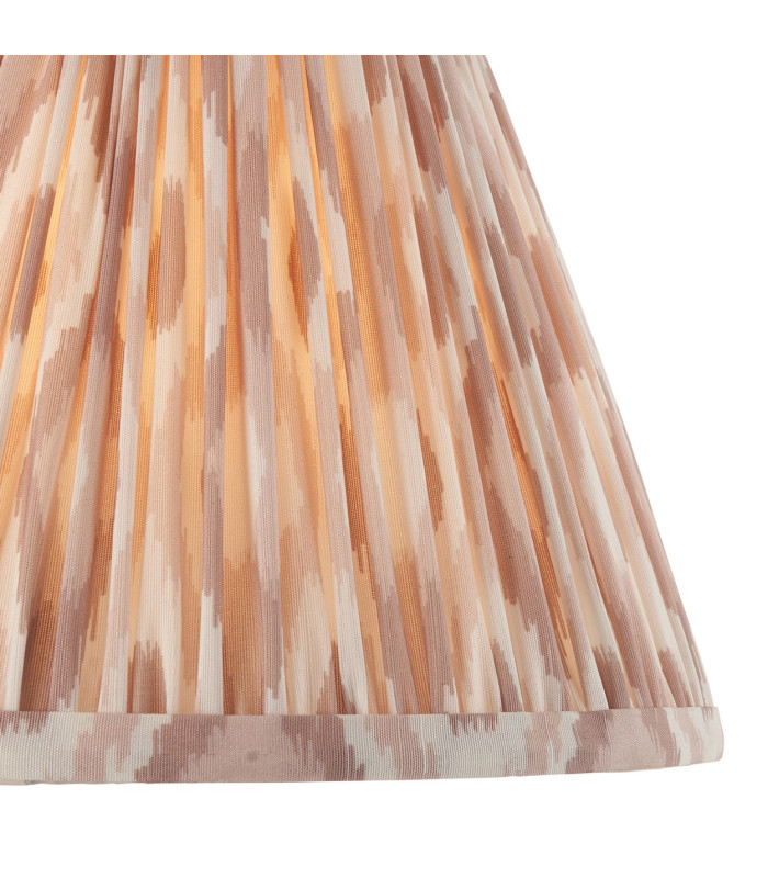 Burley Rechargeable Brushed Aged Brass Plate Floor Lamp with Neutral Print Fabric Ikat Shade 25cm Integrated LED-8