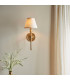 Santiago Brushed Aged Brass Plate Wall Light with Vintage White Fabric Ivy Shade 16cm B22-2