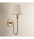 Santiago Brushed Aged Brass Plate Wall Light with Vintage White Fabric Ivy Shade 16cm B22-4