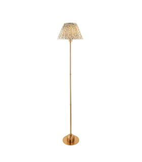 Burley Rechargeable Brushed Aged Brass Plate Floor Lamp with Leaf Shade 30cm Integrated LED-1
