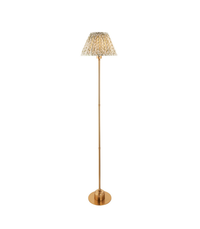 Burley Rechargeable Brushed Aged Brass Plate Floor Lamp with Leaf Shade 30cm Integrated LED-1