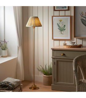 Burley Rechargeable Brushed Aged Brass Plate Floor Lamp with Leaf Shade 30cm Integrated LED-2