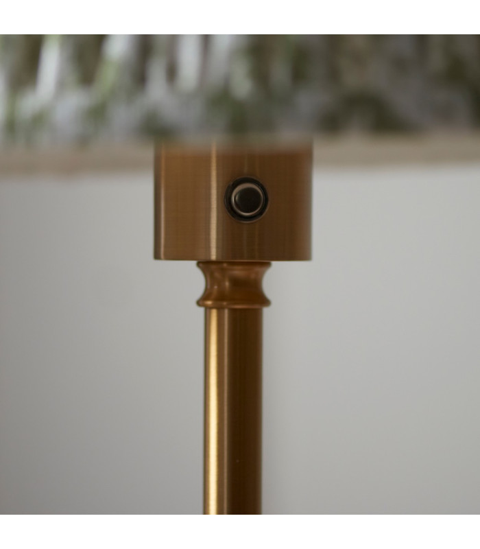 Burley Rechargeable Brushed Aged Brass Plate Floor Lamp with Leaf Shade 30cm Integrated LED-4