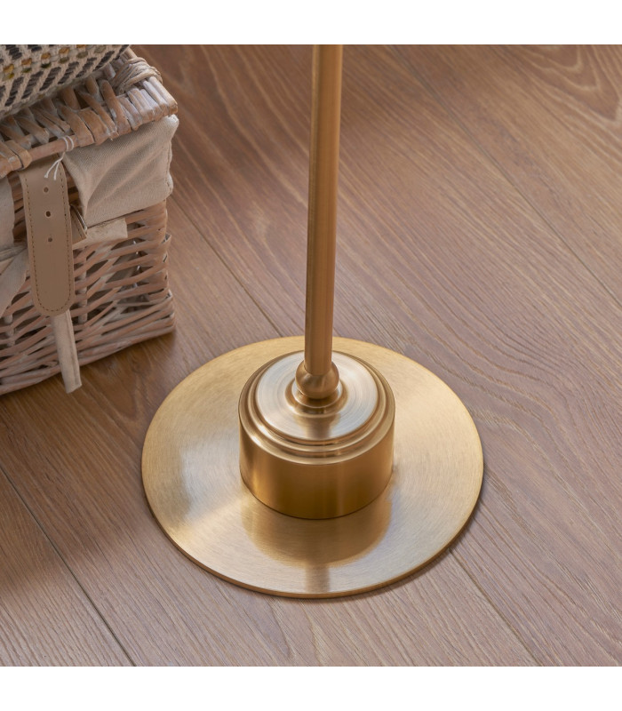 Burley Rechargeable Brushed Aged Brass Plate Floor Lamp with Leaf Shade 30cm Integrated LED-7
