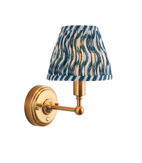 Burley Rechargeable Brushed Aged Brass Plate Wall Light with Ripple Shade 16cm Integrated LED-1