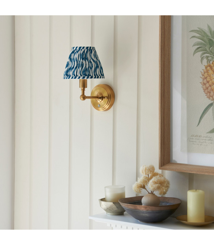 Burley Rechargeable Brushed Aged Brass Plate Wall Light with Ripple Shade 16cm Integrated LED-3