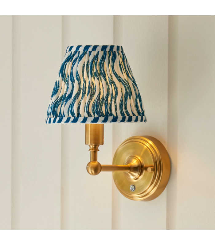 Burley Rechargeable Brushed Aged Brass Plate Wall Light with Ripple Shade 16cm Integrated LED-4
