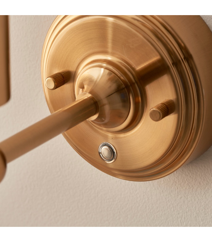 Burley Rechargeable Brushed Aged Brass Plate Wall Light with Ripple Shade 16cm Integrated LED-6