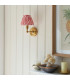 Burley Rechargeable Brushed Aged Brass Plate Wall Light with Coral Pink Fabric Ikat Shade 16cm Integrated LED-3