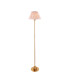 Burley Rechargeable Brushed Aged Brass Plate Floor Lamp with Peachy Keen Fabric Leaf Shade 30cm Integrated LED-1