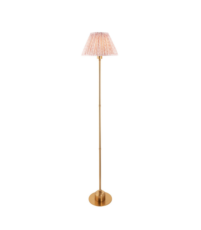 Burley Rechargeable Brushed Aged Brass Plate Floor Lamp with Peachy Keen Fabric Leaf Shade 30cm Integrated LED-1