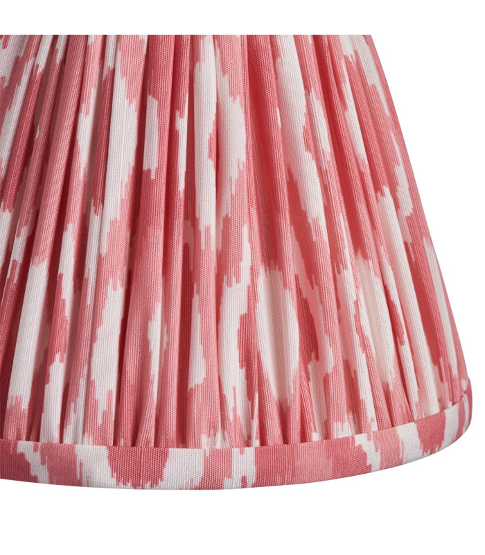 Burley Rechargeable Brushed Aged Brass Plate Wall Light with Coral Pink Fabric Ikat Shade 16cm Integrated LED-8