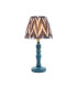 Bibury Satin Marlin Blue Paint Table Lamp with Pearl Grey Fabric Zigzag Shade 20cm B22-1