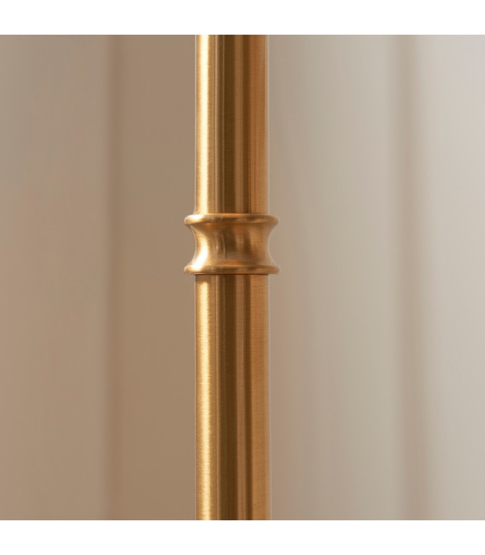 Burley Rechargeable Brushed Aged Brass Plate Floor Lamp with Peachy Keen Fabric Leaf Shade 30cm Integrated LED-6