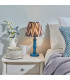 Bibury Satin Marlin Blue Paint Table Lamp with Pearl Grey Fabric Zigzag Shade 20cm B22-2