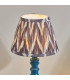 Bibury Satin Marlin Blue Paint Table Lamp with Pearl Grey Fabric Zigzag Shade 20cm B22-4