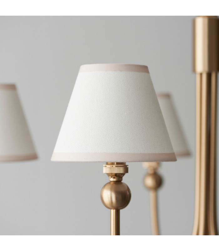Santiago Brushed Aged Brass Plate Pendant Light with Vintage White Fabric Ivy Shade 16cm 5x B22-4
