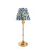 Burley Rechargeable Brushed Aged Brass Plate Table Lamp with Marlin Blue Fabric Ripple Shade 16cm Integrated LED-1