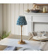 Burley Rechargeable Brushed Aged Brass Plate Table Lamp with Marlin Blue Fabric Ripple Shade 16cm Integrated LED-3