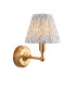 Burley Rechargeable Brushed Aged Brass Plate Wall Light with Shell Bay Blue Fabric Leaf Shade 16cm Integrated LED-1