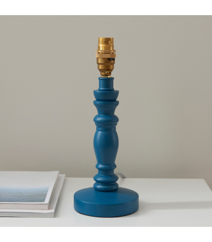 Bibury Satin Marlin Blue Paint Table Lamp with Marlin Blue Fabric Ikat Shade 20cm B22-5