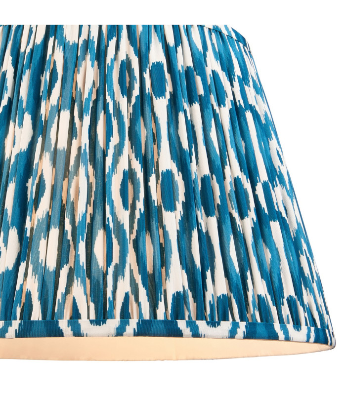 Eltham Brushed Aged Brass Red Flex Pendant Light with Marlin Blue Fabric Ikat Shade 40cm B22-6