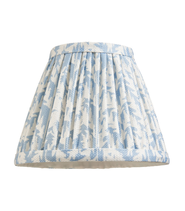Burley Rechargeable Brushed Aged Brass Plate Wall Light with Shell Bay Blue Fabric Leaf Shade 16cm Integrated LED-9