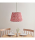 Eltham Brushed Aged Brass Green Flex Pendant Light with Coral Pink Fabric Ikat Shade 40cm B22-3