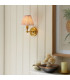 Burley Rechargeable Brushed Aged Brass Plate Wall Light with Peachy Keen Fabric Leaf Shade 16cm Integrated LED-2