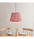 Eltham Brushed Aged Brass Plate Blue Flex Pendant Light with Coral Pink Fabric Ikat Shade 40cm B22-3