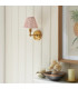 Burley Rechargeable Brushed Aged Brass Plate Wall Light with Peachy Keen Fabric Leaf Shade 16cm Integrated LED-3