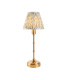 Burley Rechargeable Brushed Aged Brass Plate Table Lamp with Herb Garden Green Fabric Leaf Shade 16cm Integrated LED-1