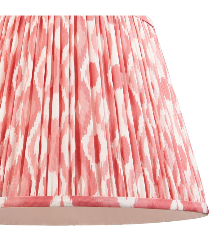 Eltham Brushed Aged Brass Plate Blue Flex Pendant Light with Coral Pink Fabric Ikat Shade 40cm B22-7