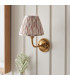 Dome Arc Brushed Aged Brass Plate Wall Light with Neutral Print Fabric Ikat Shade 16cm B22-3