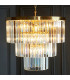 Conaston Pendant Ceiling Light Brushed Aged Brass Plate & Clear Cut Glass 7x E14-4