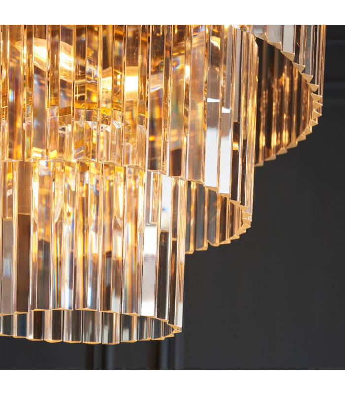 Conaston Pendant Ceiling Light Brushed Aged Brass Plate & Clear Cut Glass 7x E14-5