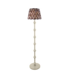 Carnaby Satin Almond White Paint Floor Lamp with Pearl Grey Fabric Zigzag Shade 35cm B22-1