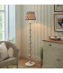 Carnaby Satin Almond White Paint Floor Lamp with Pearl Grey Fabric Zigzag Shade 35cm B22-2