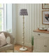 Carnaby Satin Almond White Paint Floor Lamp with Pearl Grey Fabric Zigzag Shade 35cm B22-3