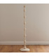 Carnaby Satin Almond White Paint Floor Lamp with Pearl Grey Fabric Zigzag Shade 35cm B22-4