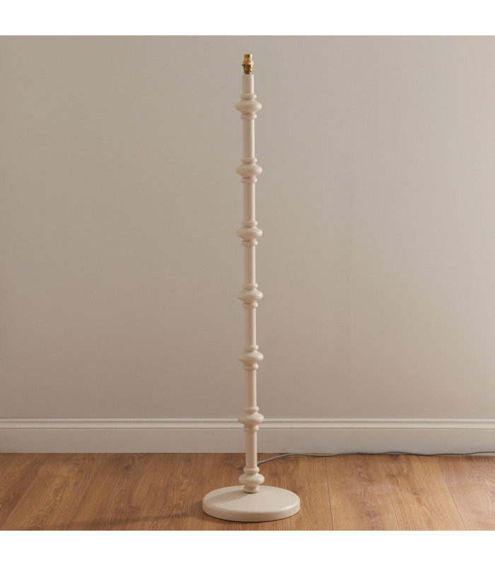 Carnaby Satin Almond White Paint Floor Lamp with Pearl Grey Fabric Zigzag Shade 35cm B22-4