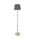 Carnaby Satin Almond White Paint Floor Lamp with Marlin Blue Fabric Ikat Shade 35cm B22-1