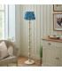 Carnaby Satin Almond White Paint Floor Lamp with Marlin Blue Fabric Ikat Shade 35cm B22-3