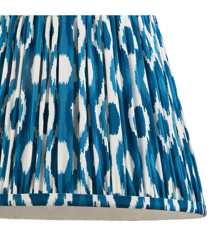 Carnaby Satin Almond White Paint Floor Lamp with Marlin Blue Fabric Ikat Shade 35cm B22-8