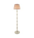 Carnaby Satin Almond White Paint Floor Lamp with Neutral Print Fabric Ikat Shade 35cm B22-1
